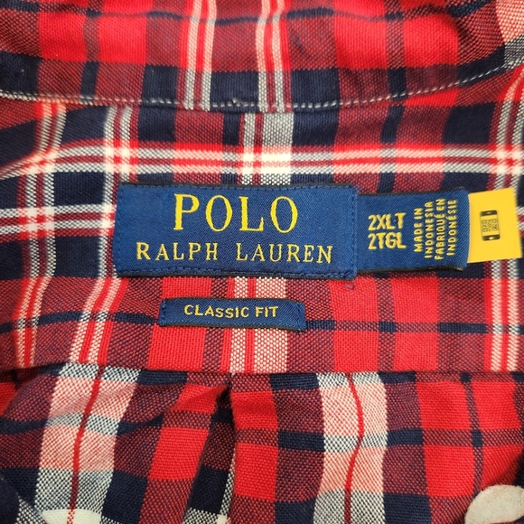 Polo Ralph Lauren Shirt Mens 2XLT Red Plaid Long Sleeve Classic Fit Outdoors - Picture 7 of 9